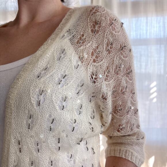 Y2K Ann Taylor Loft Mohair Wool Blend Sweater Embellished Women's Size XS - Picture 1 of 9